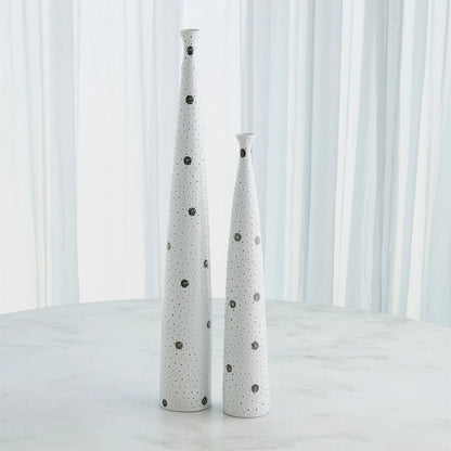 Spotted Tapered Vase by Global Views in white and black. Made from unique in a eclectic & global style.