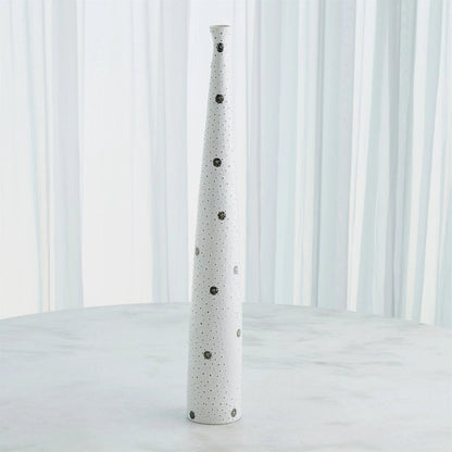 Spotted Tapered Vase by Global Views in white and black. Made from unique in a eclectic & global style.