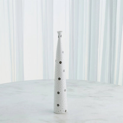 Spotted Tapered Vase by Global Views in white and black. Made from unique in a eclectic & global style.