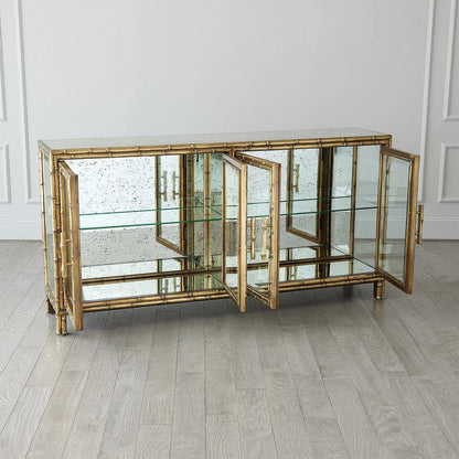 Bamboo Console by Global Views in brass. Made from unique in a rustic style.