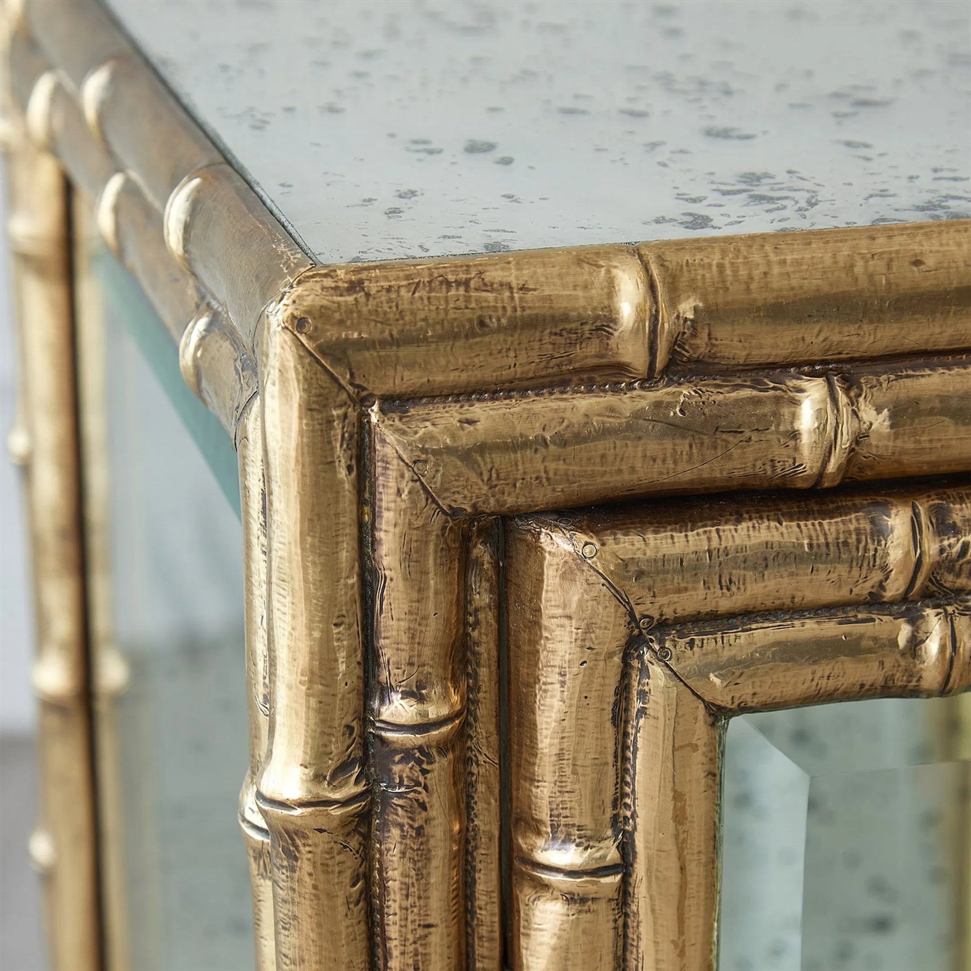 Bamboo Console by Global Views in brass. Made from unique in a rustic style.