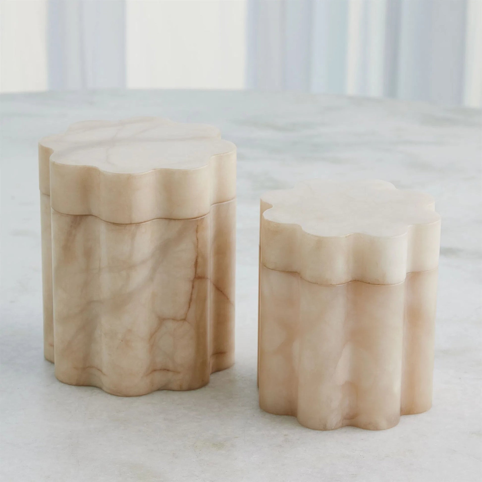 Cumulus Alabaster Tall Box by Global Views in cream. Made from alabaster in a unique style.