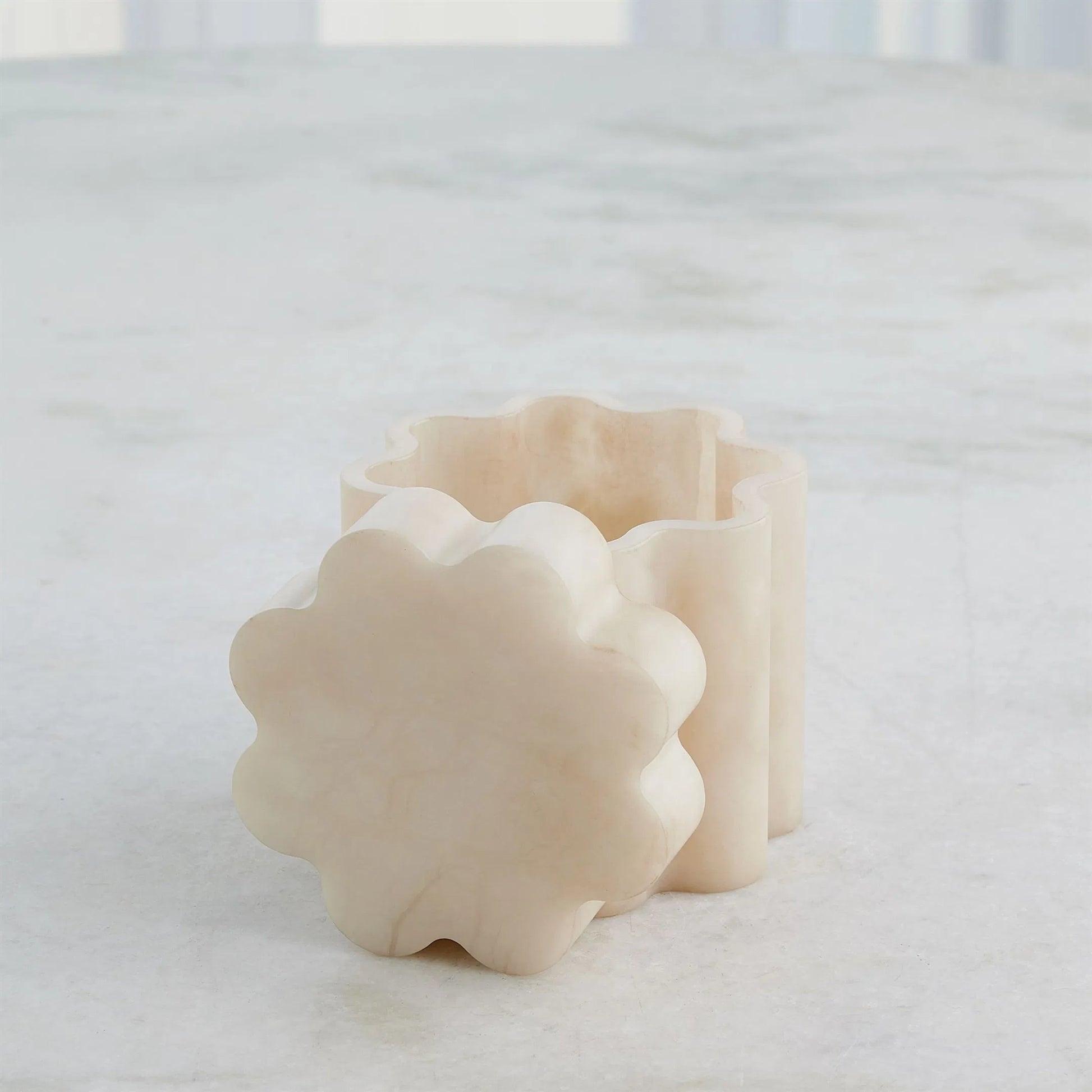 Cumulus Alabaster Tall Box by Global Views in cream. Made from alabaster in a unique style.
