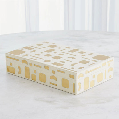 Brass Jali Box by Global Views. Made from mdf, resin, brass in a modern style.