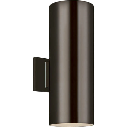 Outdoor Cylinders Small Two Light Outdoor Wall Lantern by Visual Comfort & Co.. Made from aluminum in a transitional style.