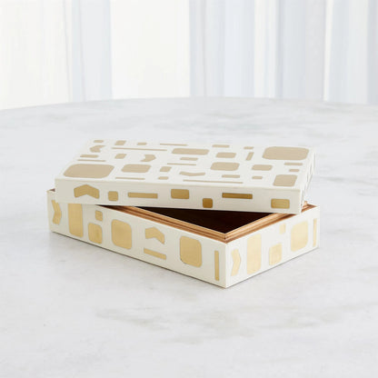 Brass Jali Box by Global Views. Made from mdf, resin, brass in a modern style.