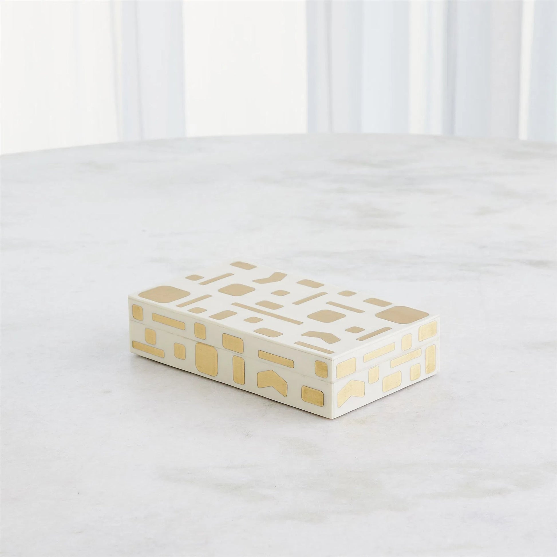 Brass Jali Box by Global Views. Made from mdf, resin, brass in a modern style.