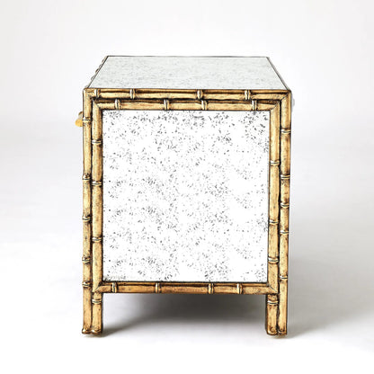 Bamboo Bedside Chest by Global Views. Made from mango wood, mdf, brass in a rustic style.