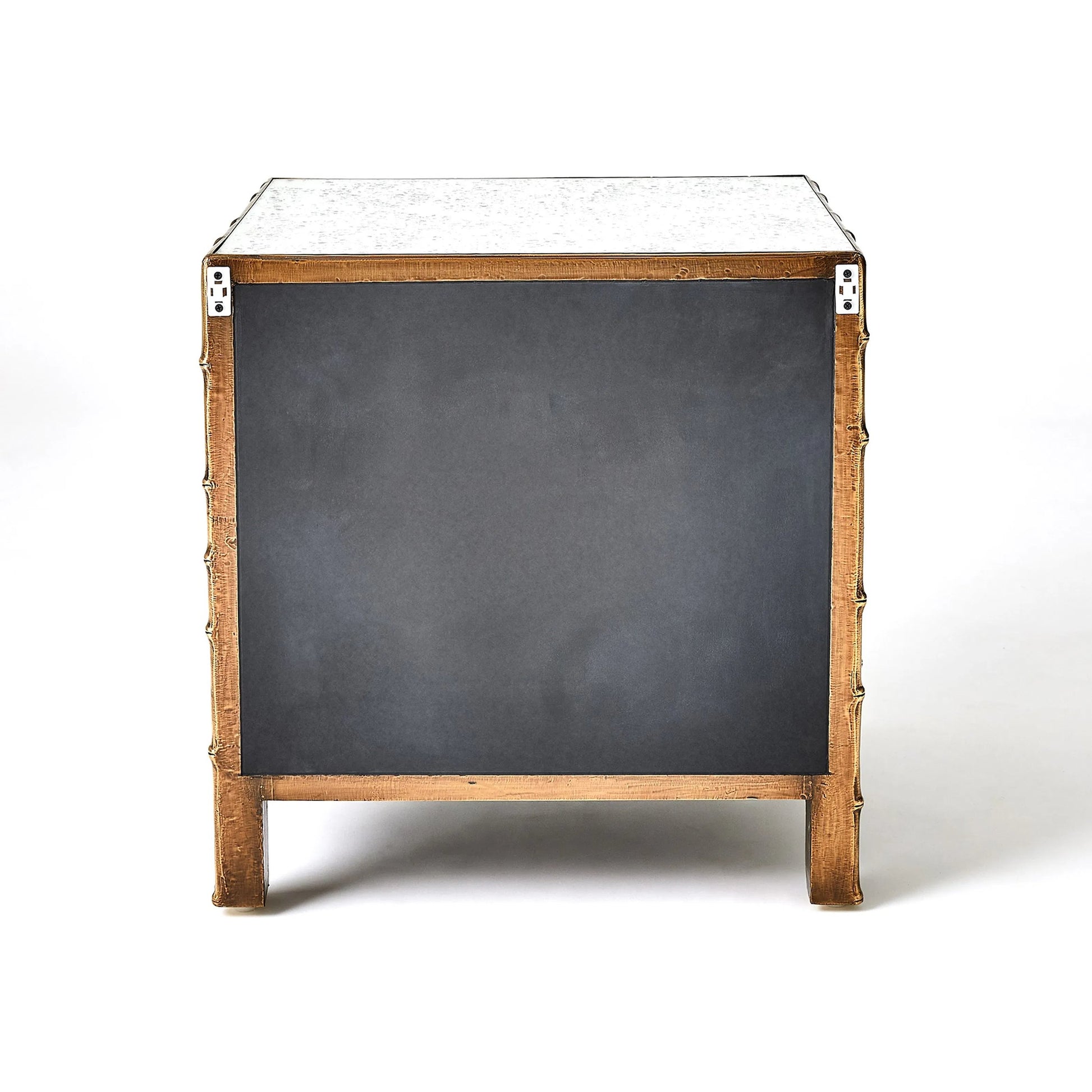 Bamboo Bedside Chest by Global Views. Made from mango wood, mdf, brass in a rustic style.