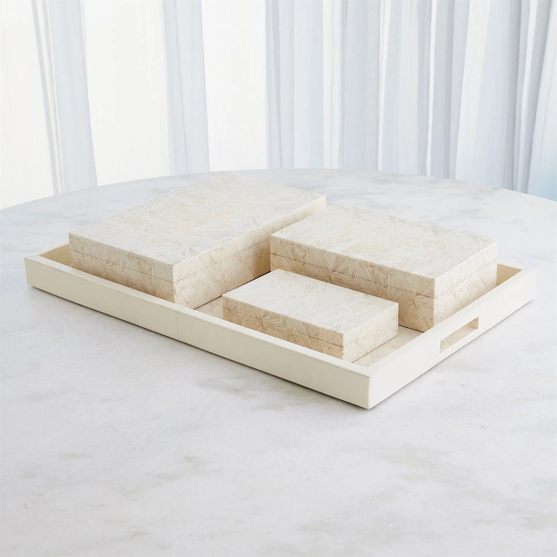 Searchlight Tray by Global Views in beige and ivory. Made from unique in a transitional style.