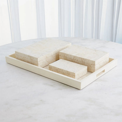 Searchlight Tray by Global Views in beige and ivory. Made from unique in a transitional style.