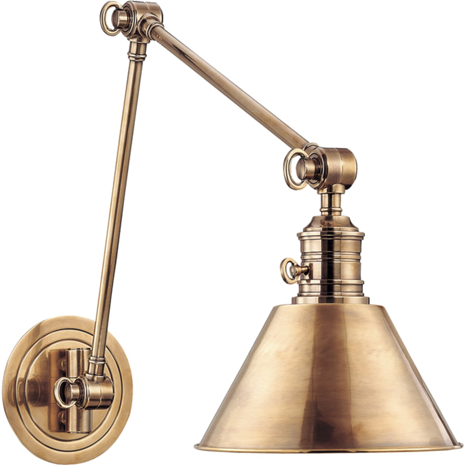 Garden City Swing Arm Wall Sconce by Hudson Valley. Made from brass in a traditional style.