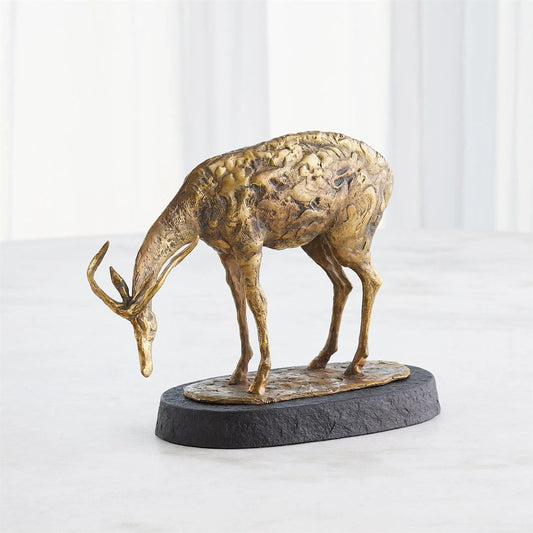 Nara Bowing Deer by Global Views in black and marble. Made from unique in a modern style.