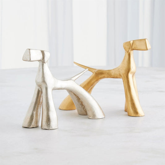 Show Dog Silver Sculpture by Global Views in silver and gold. Made from unique in a unique style.