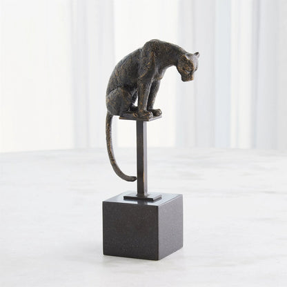 Perched Bronze Jaguar on Stand by Global Views in bronze and bronze. Made from unique in a modern style.