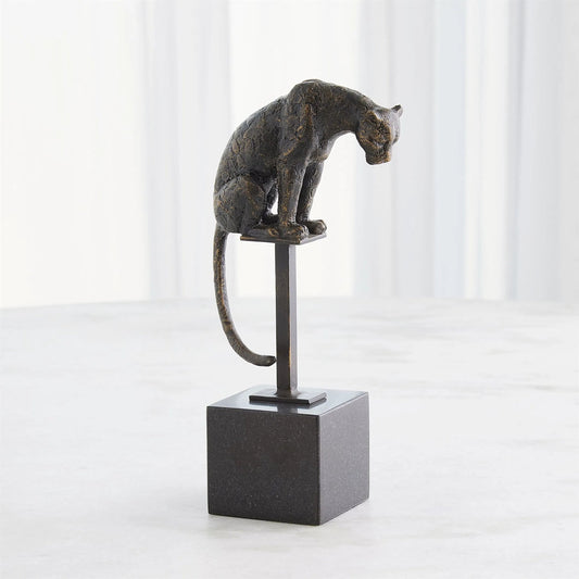 Perched Bronze Jaguar on Stand by Global Views in bronze and bronze. Made from unique in a modern style.