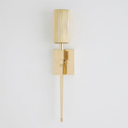 Fluted Single Sconce by Global Views. Made from brass in a modern style.