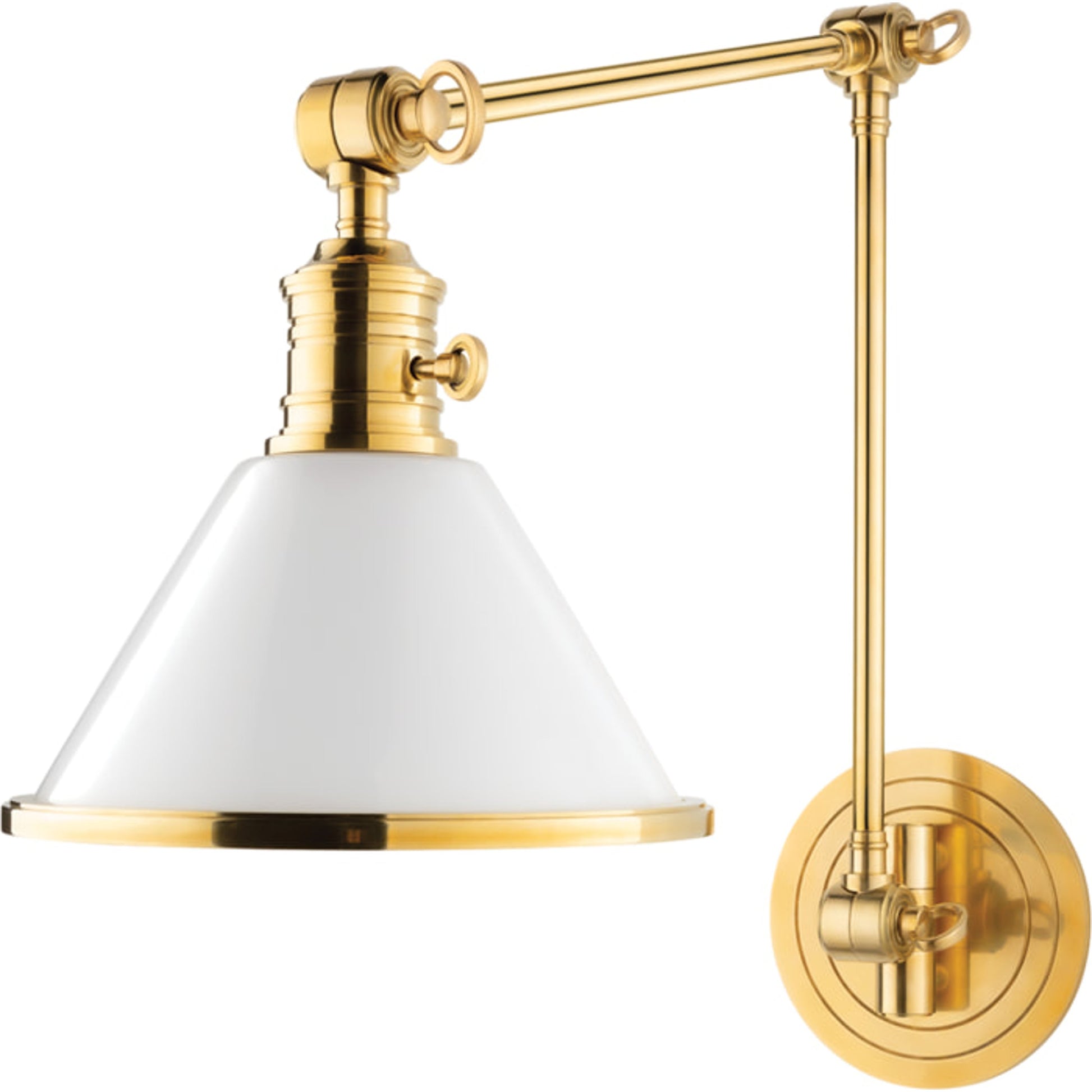 Garden City Swing Arm Wall Sconce by Hudson Valley. Made from brass in a traditional style.