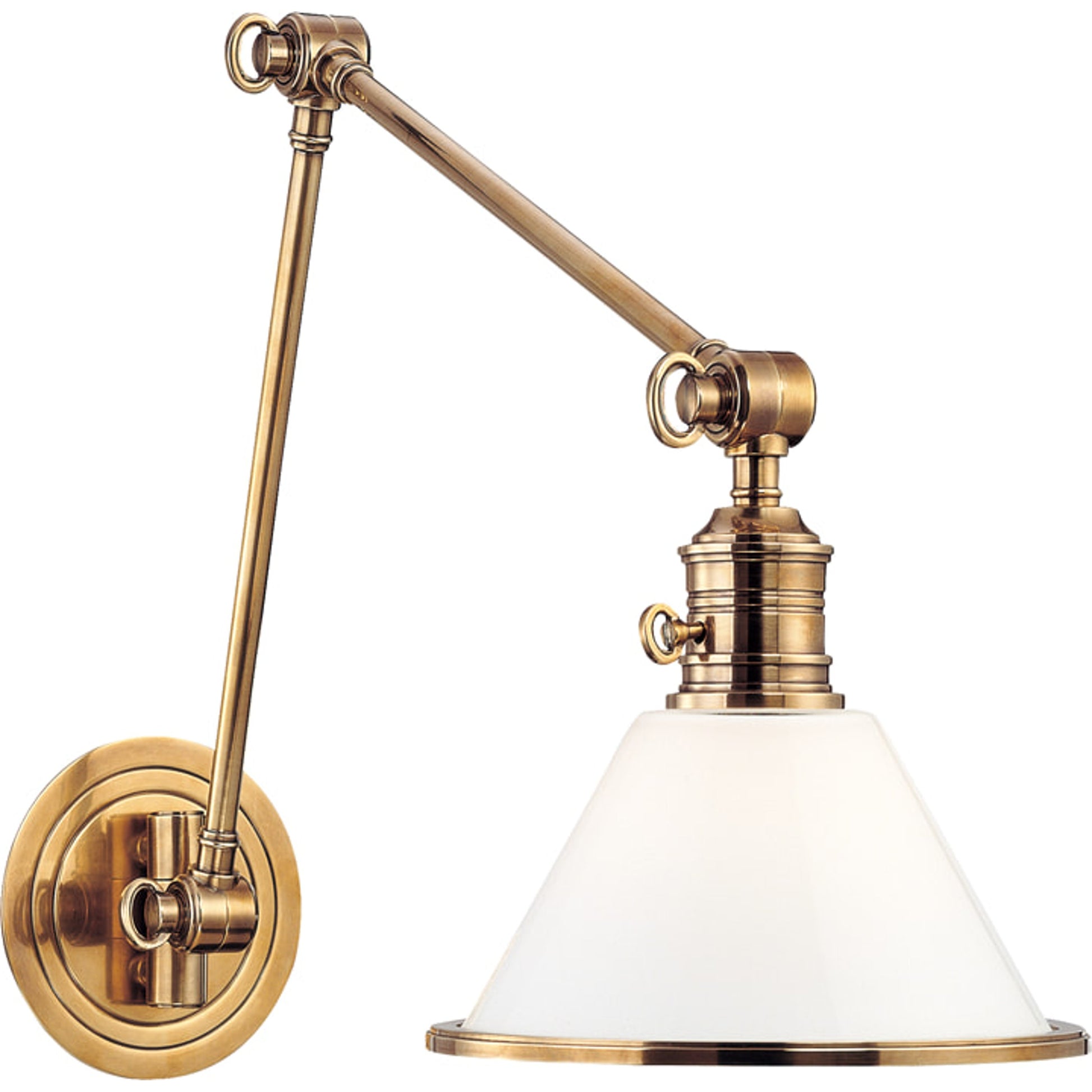 Garden City Swing Arm Wall Sconce by Hudson Valley. Made from brass in a traditional style.