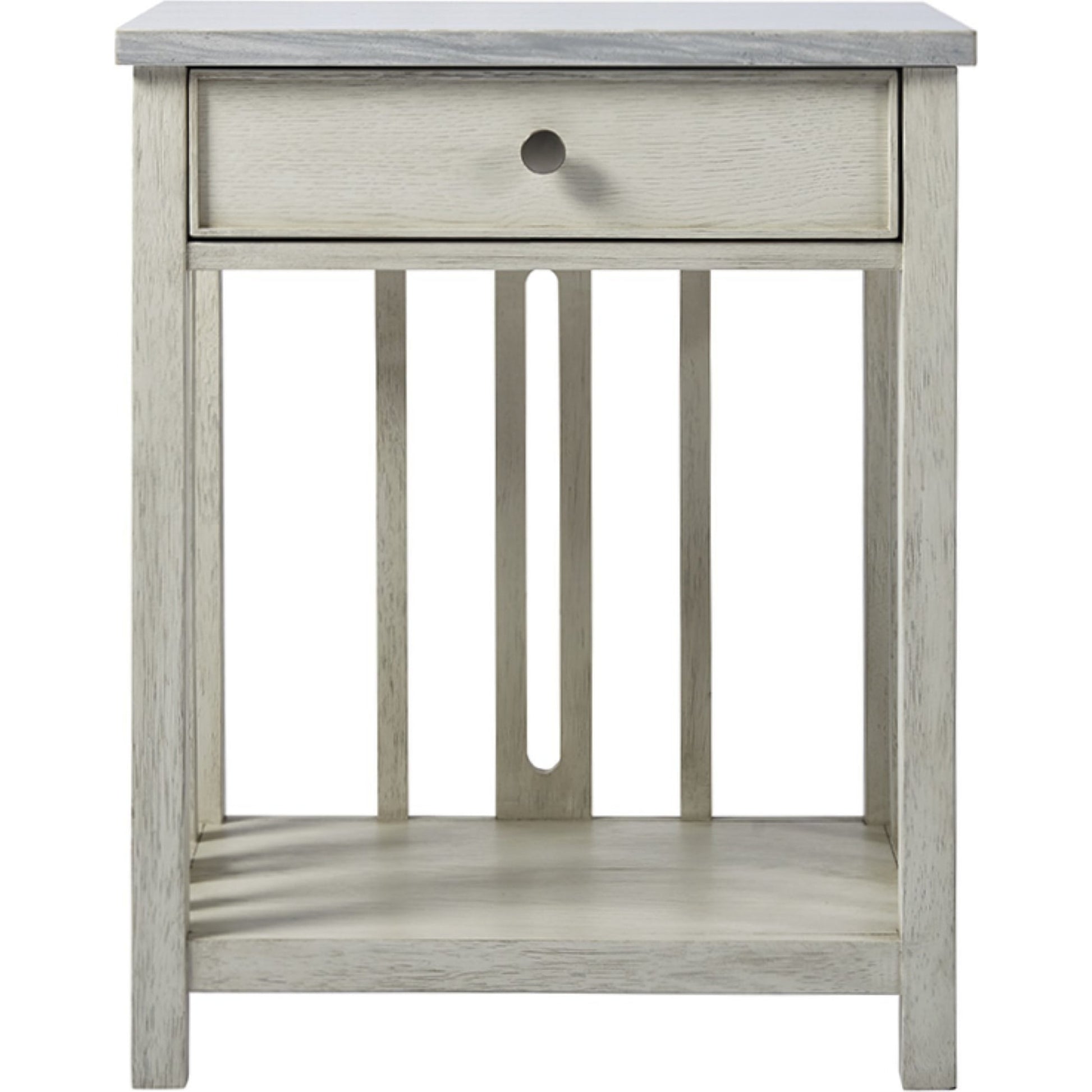 Coastal Living Bedside Table with Stone Top by Coastal Living by Universal Furniture in sandbar and brushed pewter. Made from unique in a transitional style.
