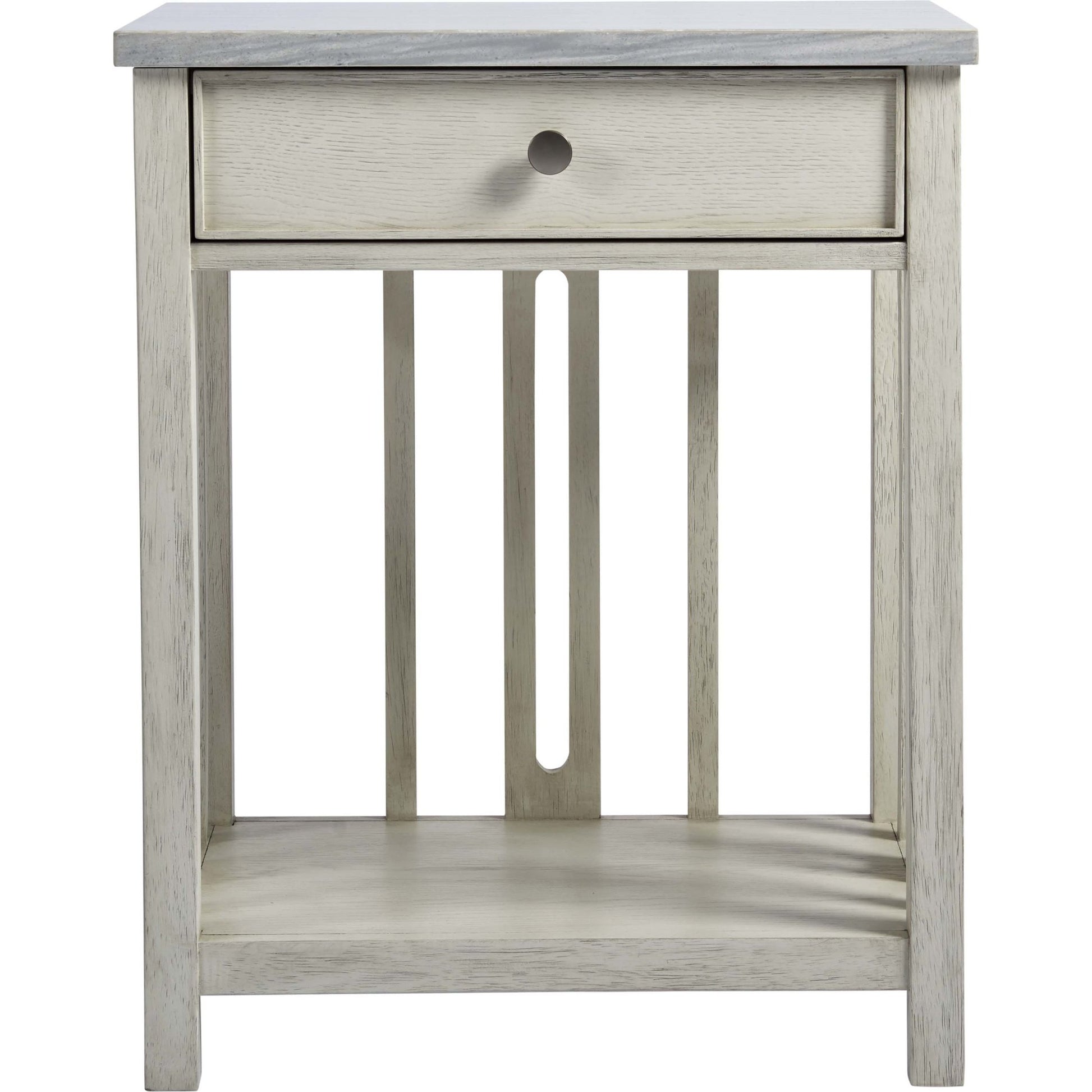 Coastal Living Bedside Table with Stone Top by Coastal Living by Universal Furniture in sandbar and brushed pewter. Made from unique in a transitional style.