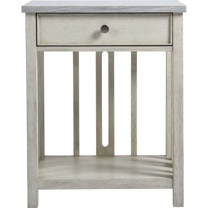 Coastal Living Bedside Table with Stone Top by Coastal Living by Universal Furniture in sandbar and brushed pewter. Made from unique in a transitional style.
