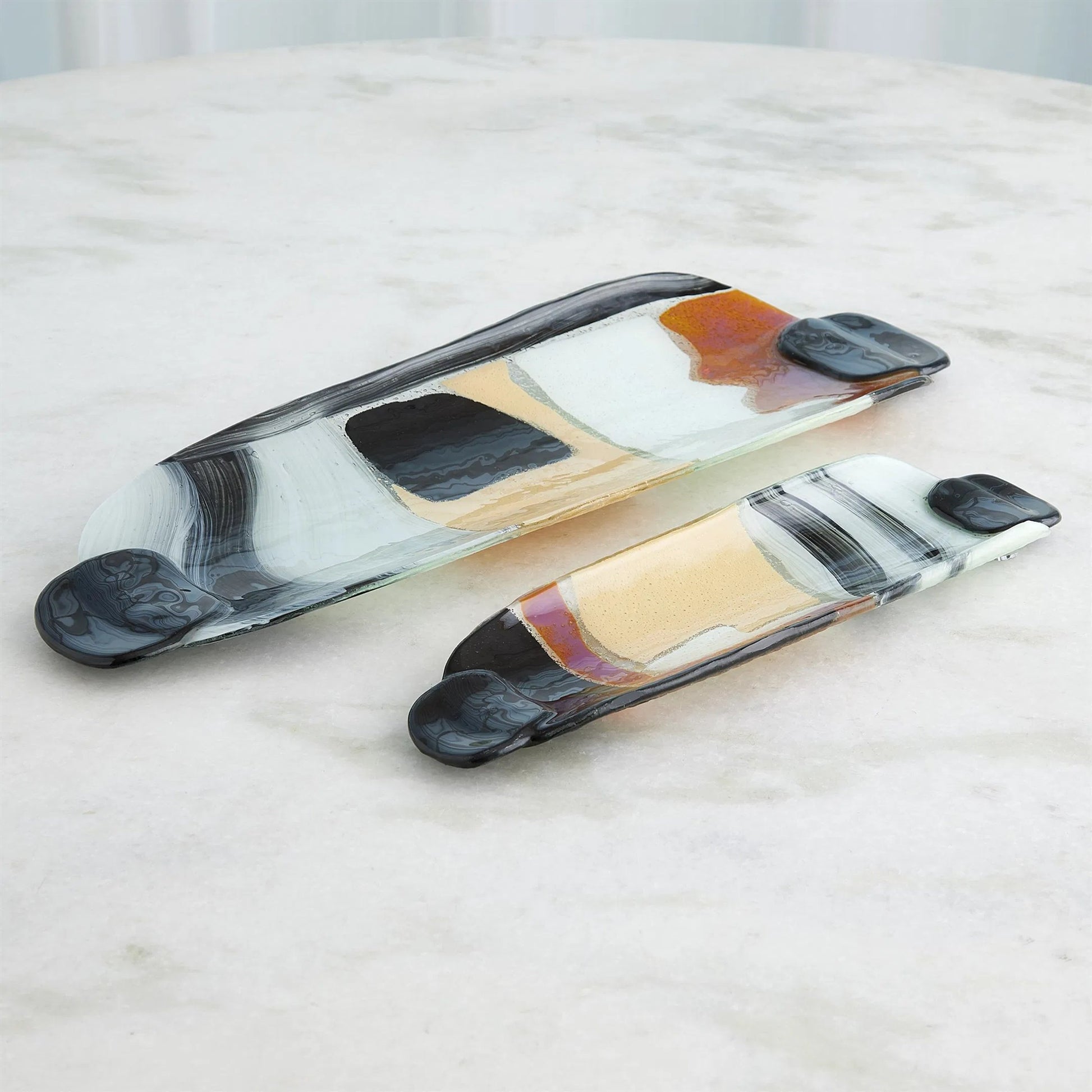 Cashmere Glass Platter by Global Views in natural. Made from art glass in a eclectic & global style.
