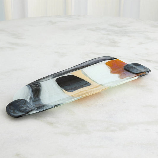 Cashmere Glass Platter by Global Views in natural. Made from art glass in a eclectic & global style.