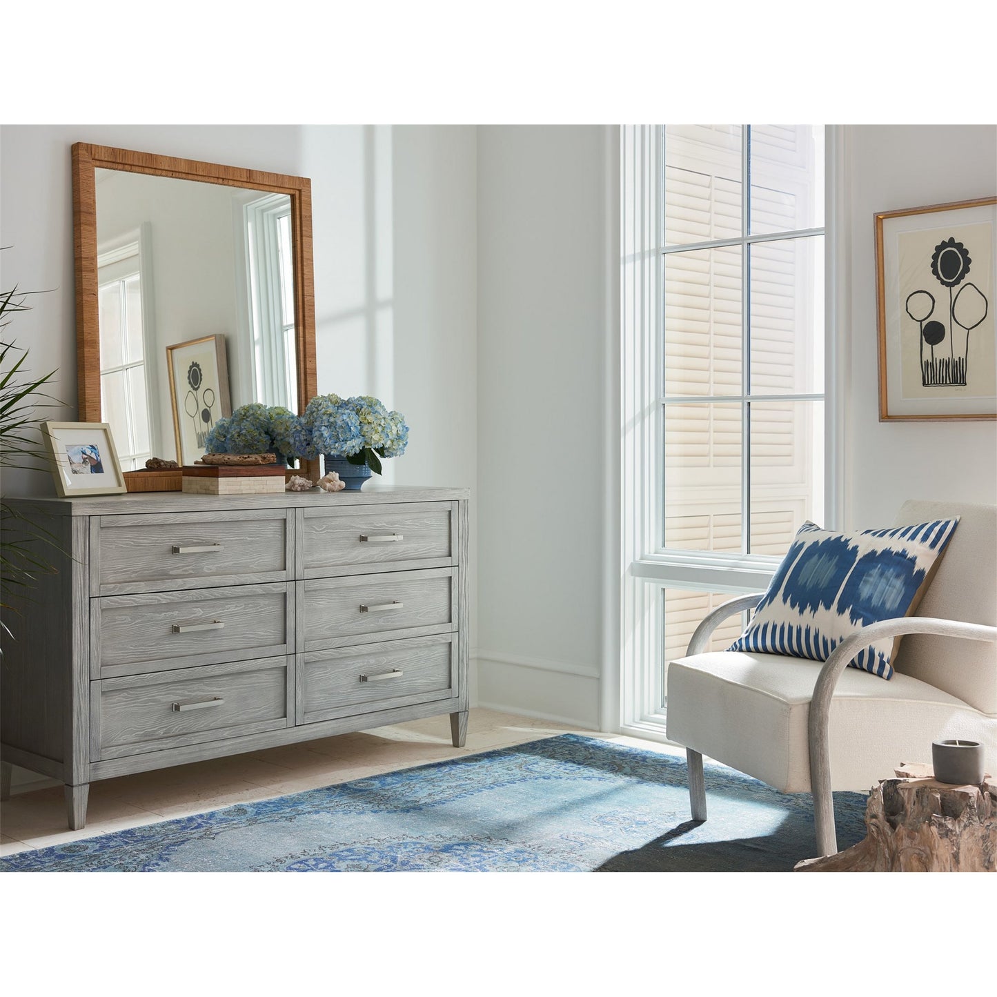 003 SR-813114 | Lifestyle | Coastal Living Long Key Mirror by Coastal Living by Universal Furniture in wrapped split rattan. Made from unique in a coastal style.