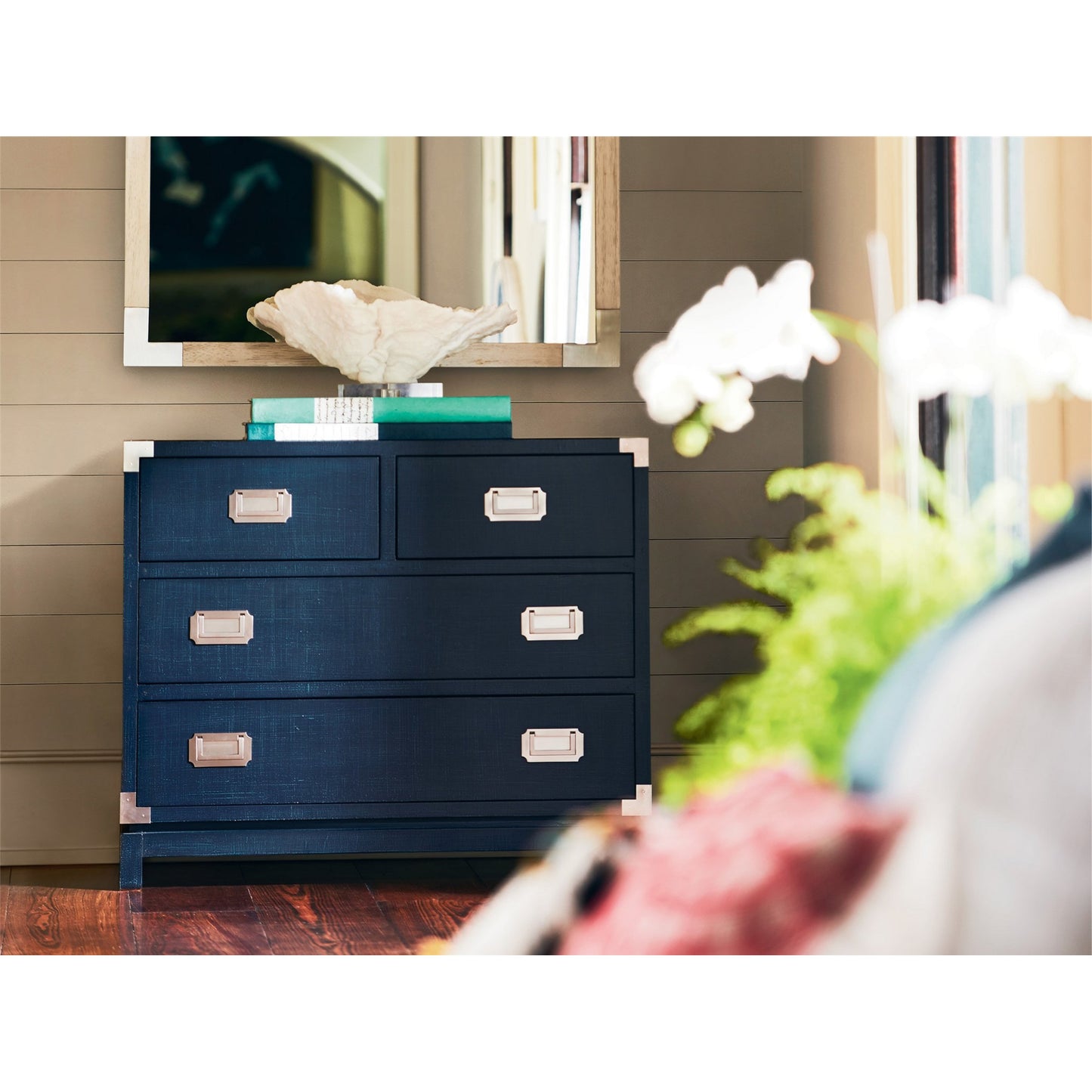 006 SR-813089 | Lifestyle | Coastal Living Coastal Campaign Chest by Coastal Living by Universal Furniture in marina and brushed pewter. Made from unique in a modern style.