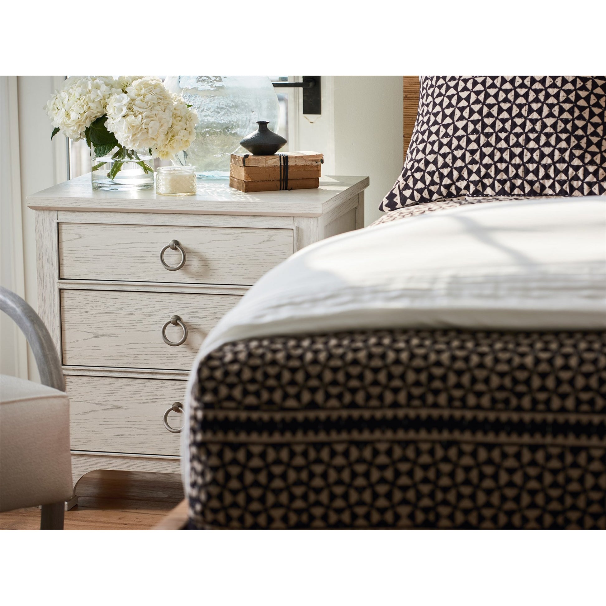 Coastal Living Nightstand by Coastal Living by Universal Furniture in brushed pewter and sandbar. Made from unique in a transitional style.