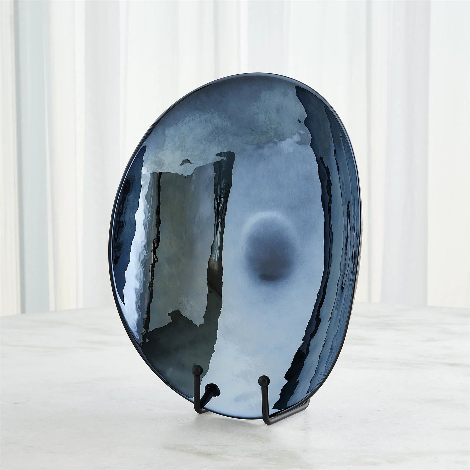 Obsidian Folded Plate by Global Views in metallic black. Made from art glass in a eclectic & global style.