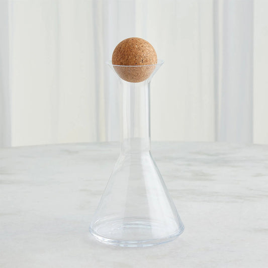 Chemistry Triangle Decanter with Cork Stopper by Global Views in natural. Made from glass, cork in a transitional style.