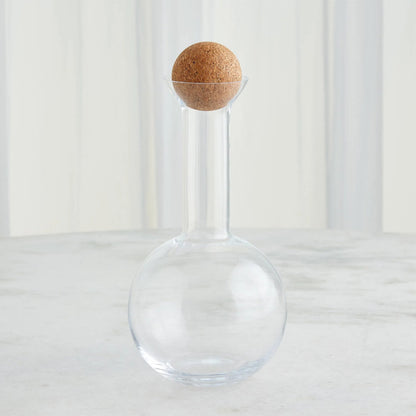 Chemistry Round Decanter with Cork Stopper by Global Views in natural. Made from glass, cork in a transitional style.