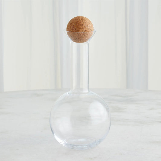 Chemistry Round Decanter with Cork Stopper by Global Views in natural. Made from glass, cork in a transitional style.