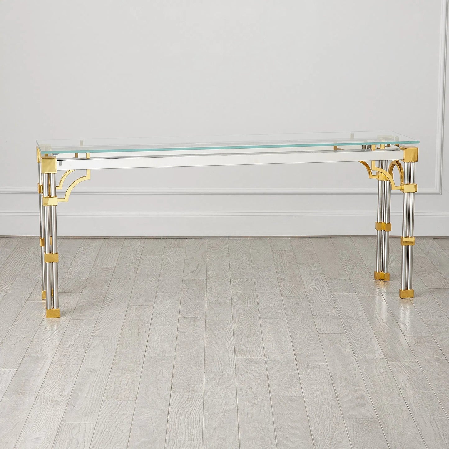 003 SI-2446065 | Lifestyle | Tri-Column Console by Global Views in column console table. Made from brass, stainless steel in a modern style.