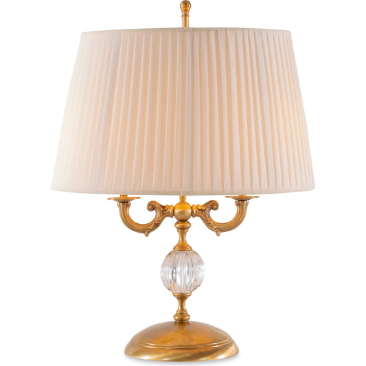 Aged Brass Table Lamp with Crystal Insert by Maitland-Smith. Made from unique in a traditional style.
