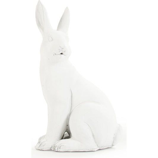 Left Facing Rabbit by Zentique in off-white and polyresin. Made from polyresin in a traditional style.