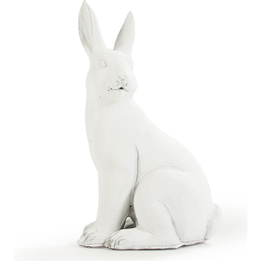 Left Facing Rabbit by Zentique in off-white and polyresin. Made from polyresin in a traditional style.