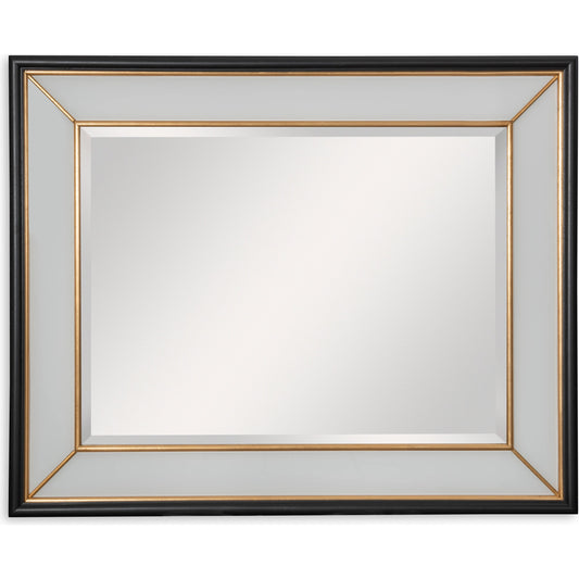 Painted Glass Mirror with Gold Details by Maitland-Smith. Made from unique in a transitional style.