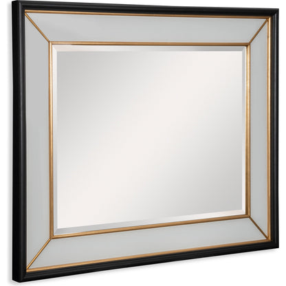 Painted Glass Mirror with Gold Details by Maitland-Smith. Made from unique in a transitional style.