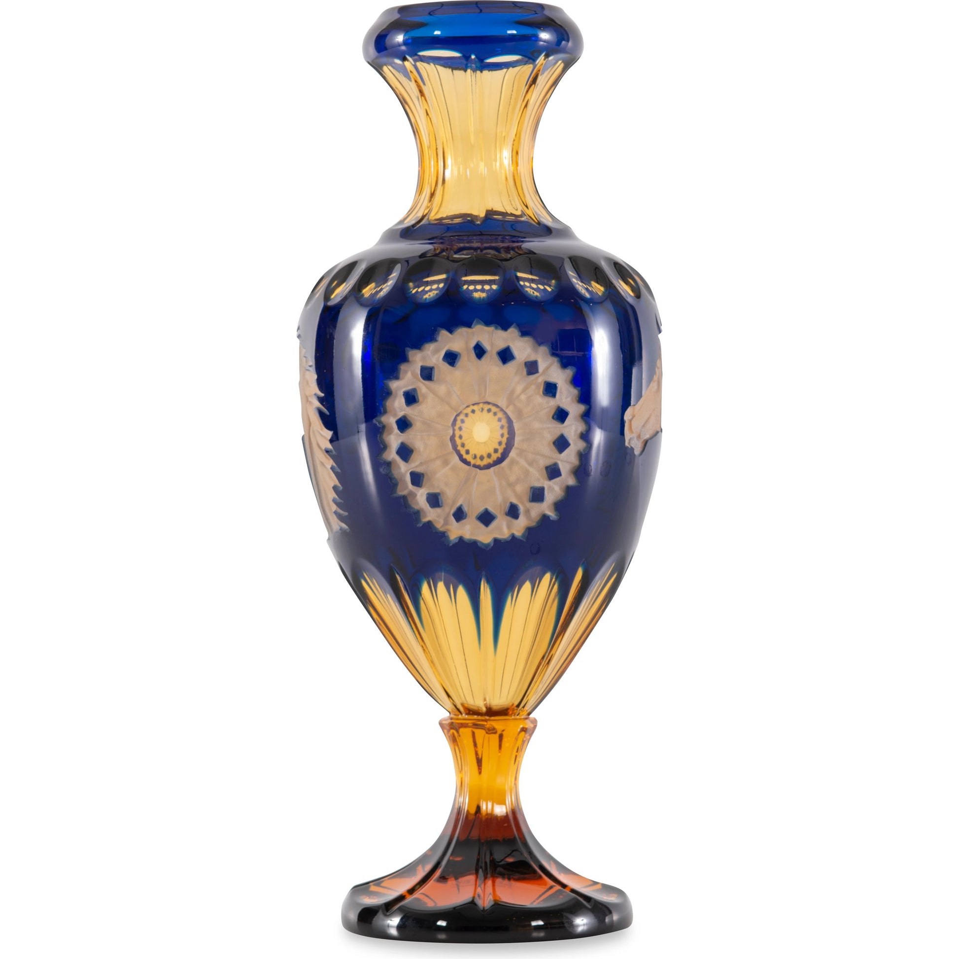 Amber and Blue Crystal Vase by Maitland-Smith. Made from unique in a traditional style.