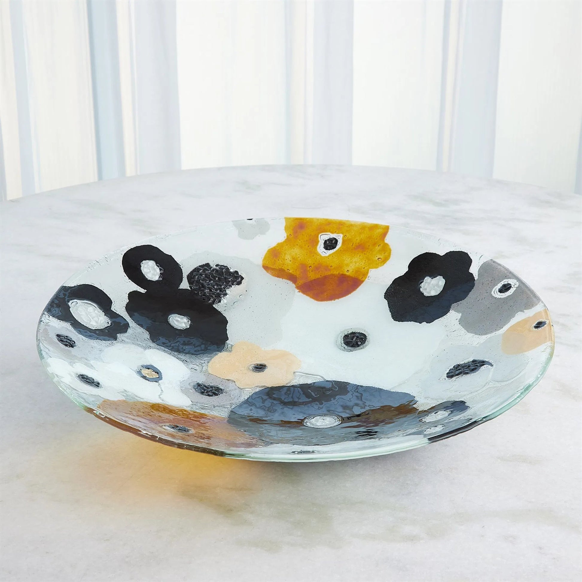 Fused Floral Flat Vase by Global Views in clear. Made from unique in a eclectic & global style.