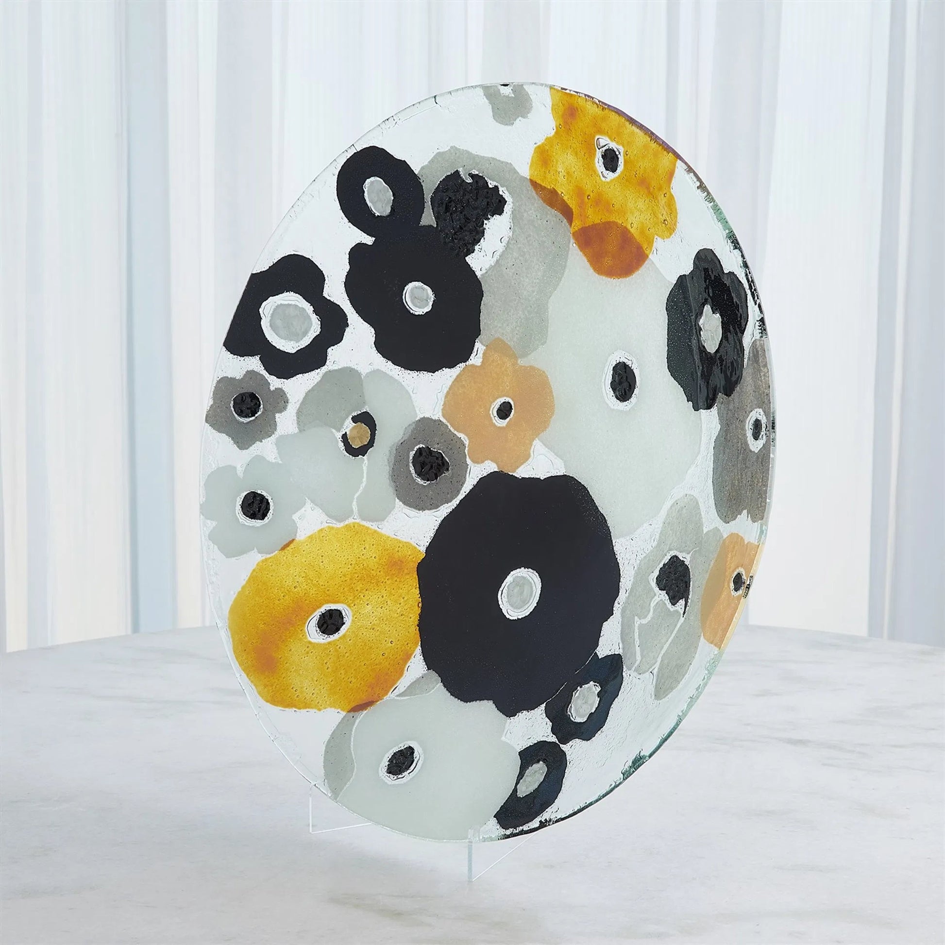 Fused Floral Charger by Global Views in clear. Made from unique in a eclectic & global style.