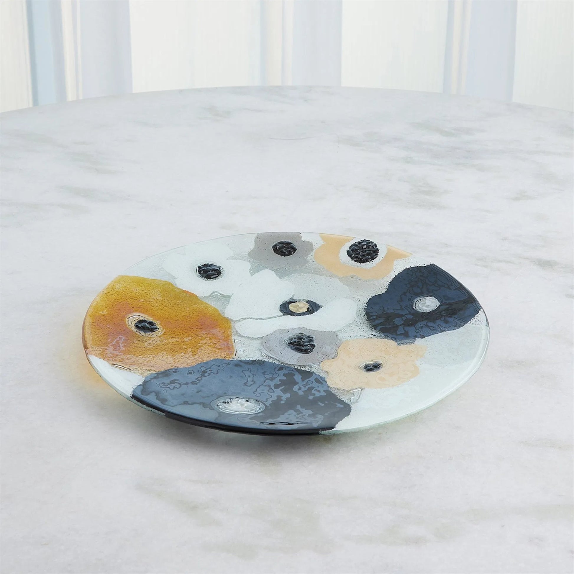 Fused Floral Flat Vase by Global Views in clear. Made from unique in a eclectic & global style.