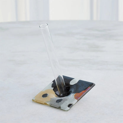 Fused Floral Flat Vase by Global Views in clear. Made from unique in a eclectic & global style.