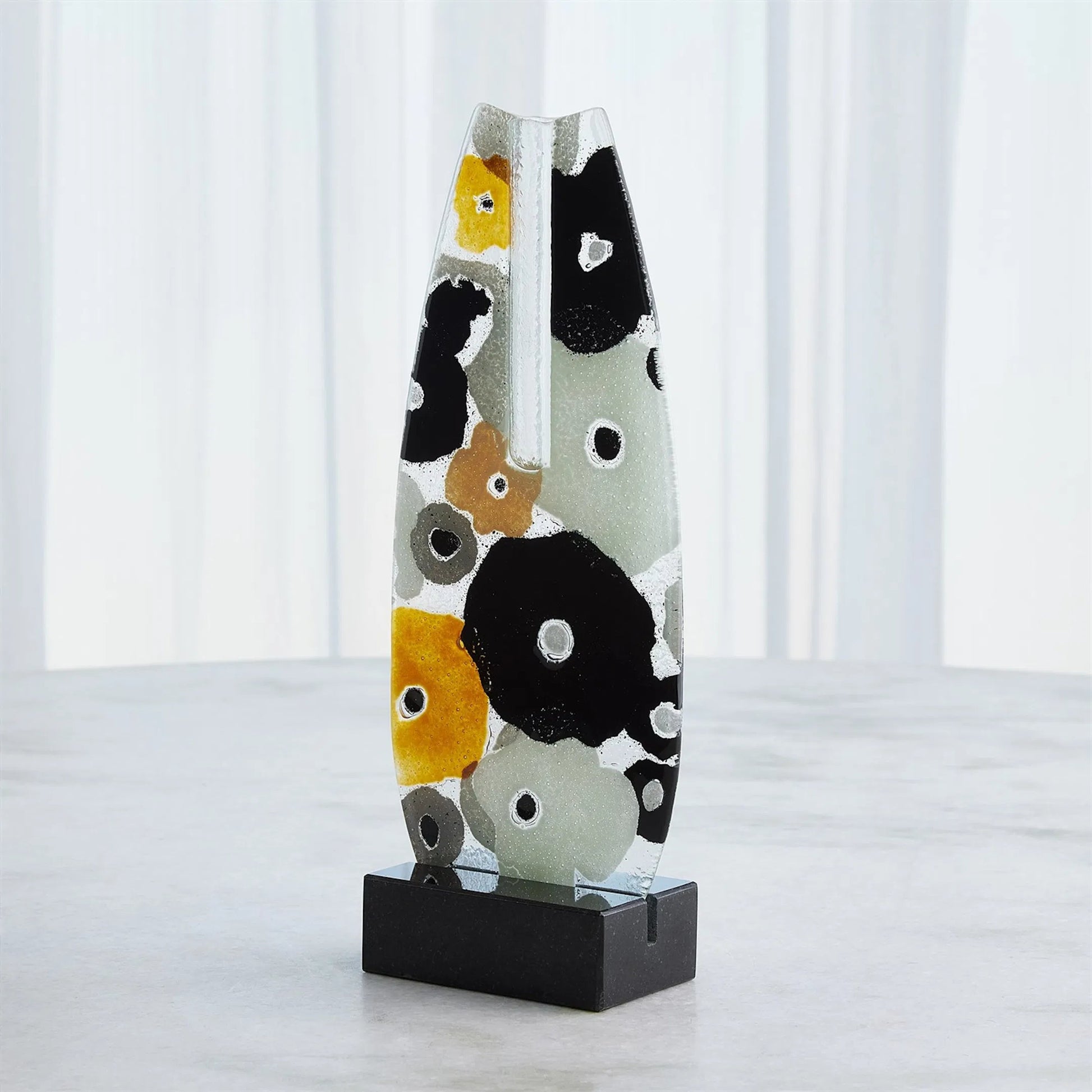 Fused Floral Flat Vase by Global Views in clear. Made from unique in a eclectic & global style.