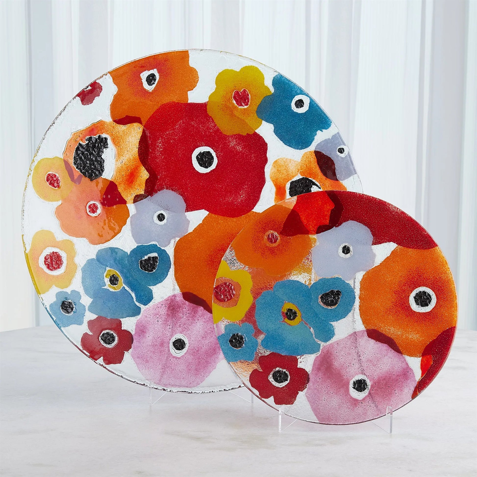 Fused Floral Charger by Global Views in clear. Made from unique in a eclectic & global style.