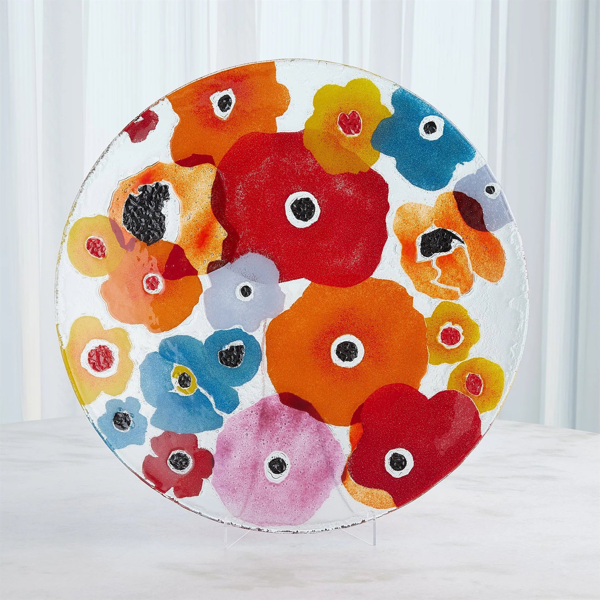 Fused Floral Charger by Global Views in clear. Made from unique in a eclectic & global style.