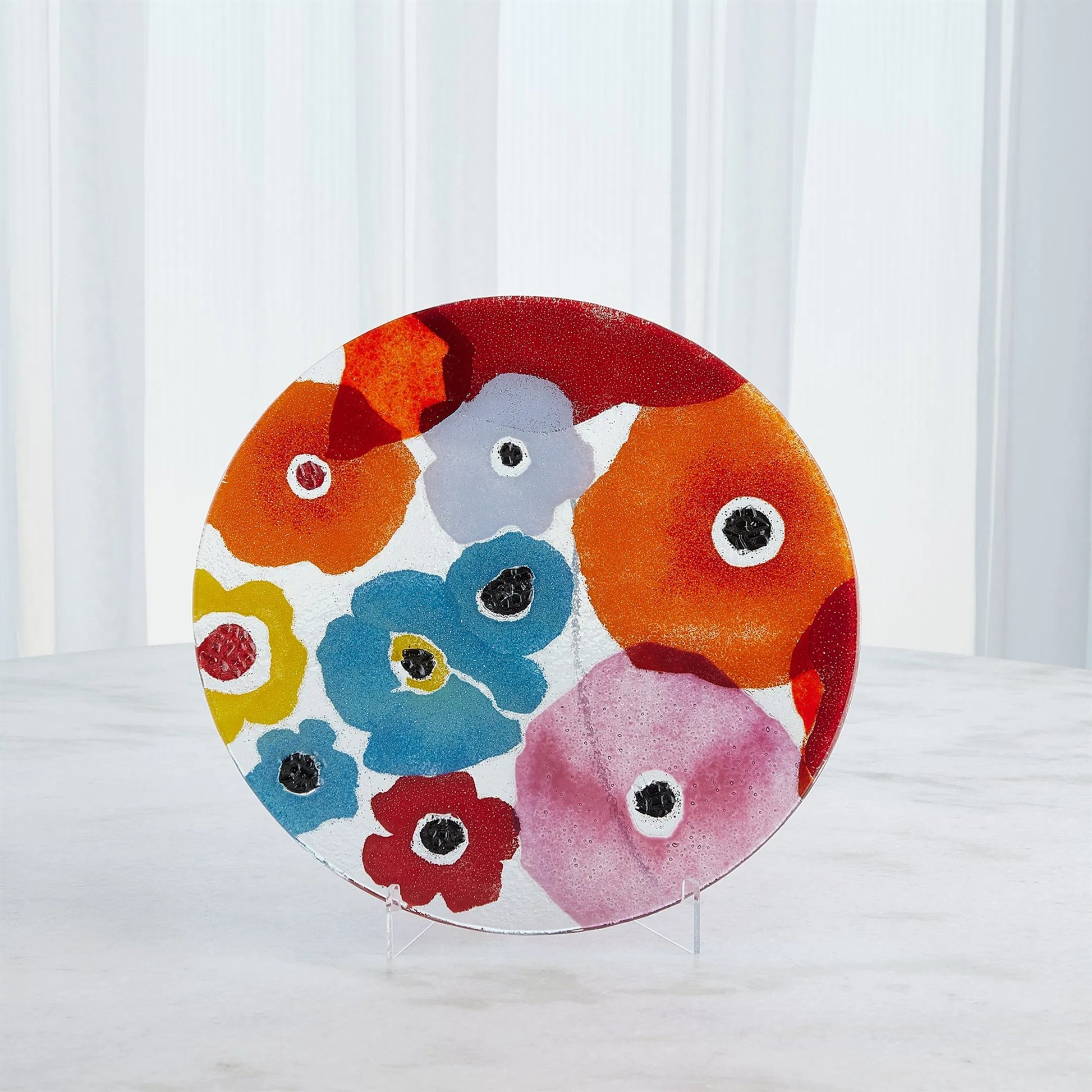 Fused Floral Charger by Global Views in clear. Made from unique in a eclectic & global style.